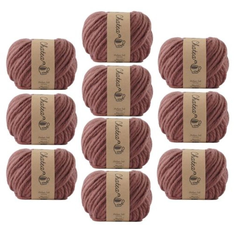 画像1: 原ウール Knitworm 毛糸 10玉セット チャティアクリル極太 極太 30g(約31m) アクリル100% 2.ラズベリー [ B0C37DPHV5 / 4981769205065 / 10506uv20762raspberry ] (1)