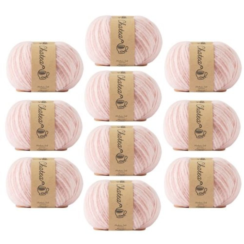 画像1: 原ウール Knitworm 毛糸 10玉セット チャティふんわりヤーン 並太 30g(約84m) ポリエステル100% 2.モモ [ B0C37CH2NR / 4981769205317 / 10506uv20766pink ] (1)