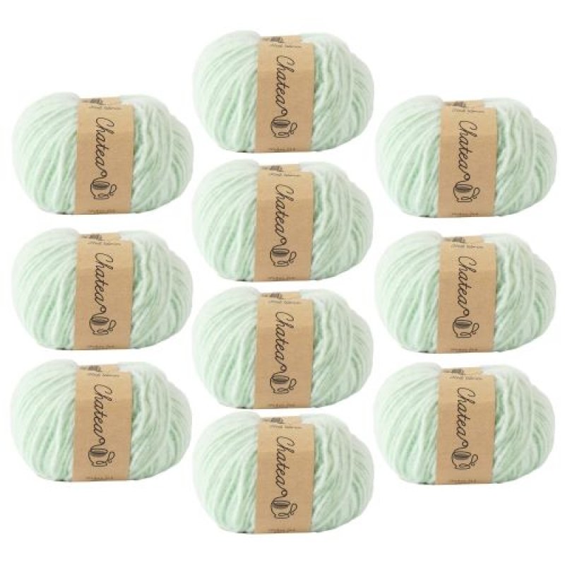 画像1: 原ウール Knitworm 毛糸 10玉セット チャティふんわりヤーン 並太 30g(約84m) ポリエステル100% 3.マスカット [ B0C37BFGR6 / 4981769205324 / 10506uv20766lightgreen ] (1)