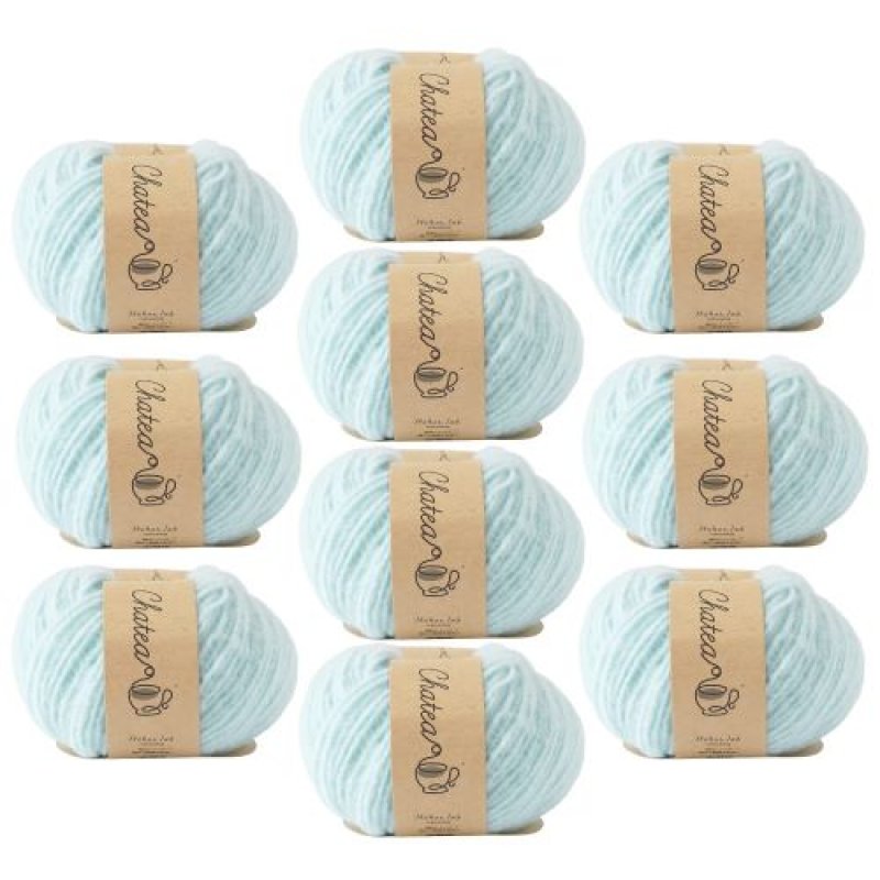 画像1: 原ウール Knitworm 毛糸 10玉セット チャティふんわりヤーン 並太 30g(約84m) ポリエステル100% 5.ソーダ [ B0C37B7KYJ / 4981769205348 / 10506uv20766lightblue ] (1)