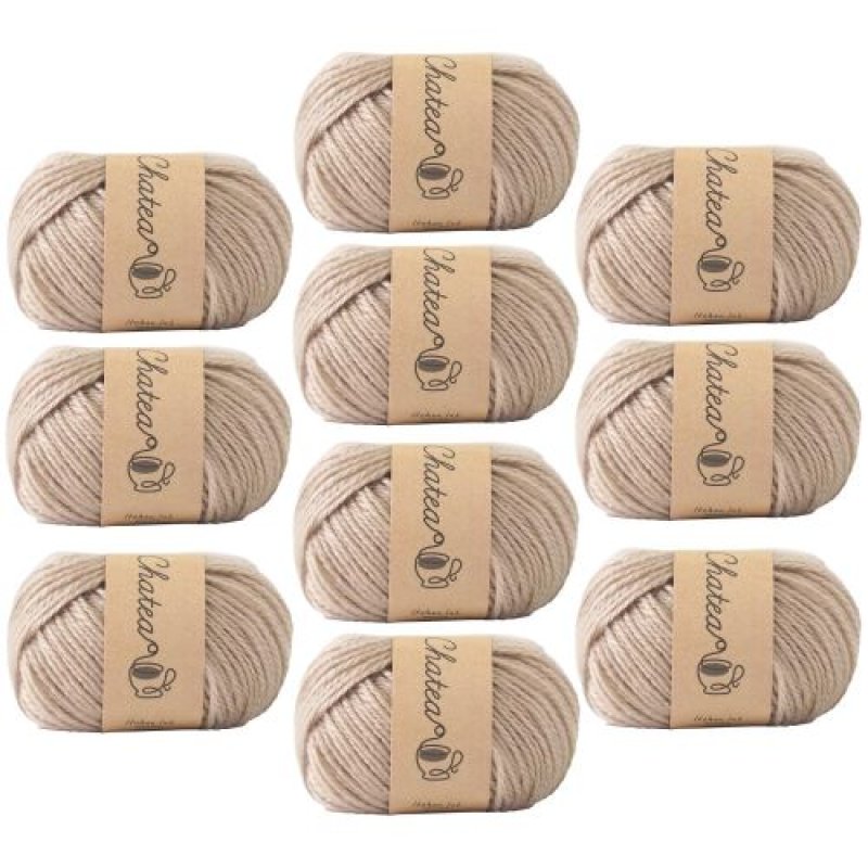 画像1: 原ウール Knitworm 毛糸 10玉セット チャティアクリル並太 並太 30g(約66m) アクリル100% (8.ラテ) [ B0DM98RM7P / 4981769206918 / 10506uv20761 ] (1)
