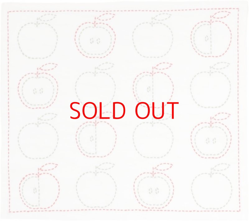 画像1: ◇原ウール 刺し子のふきん 刺し子 キット 日本製 綿100 06.りんご [ B09NLRS84G / 4981769305307 / / 2450472 ] (1)