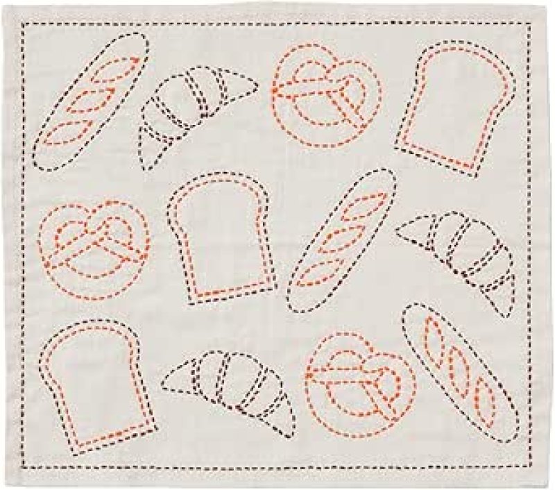 画像1: ◇原ウール 刺し子のふきん 刺し子 キット 北欧 モダン 布巾 伝統柄 日本製 猫 綿100 パン [ B0B3R2FZX3 / 4981769309770 / / 4066057 ] (1)