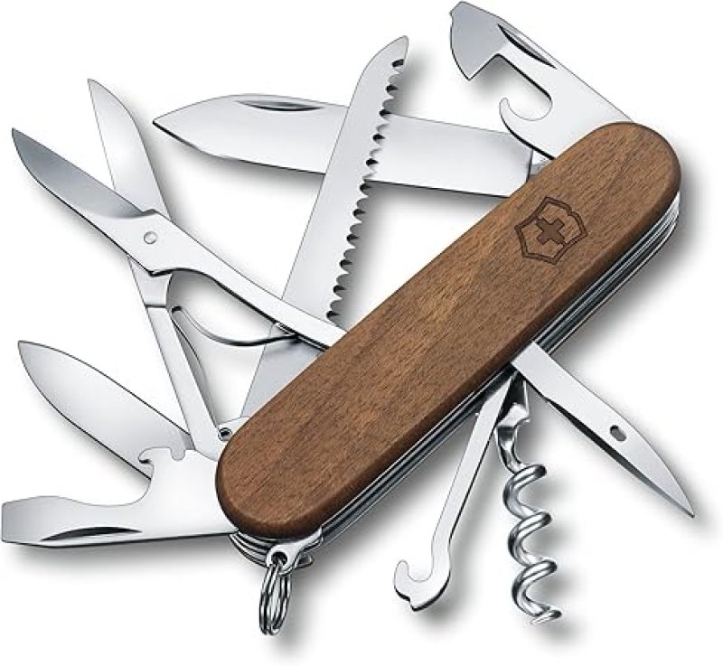 画像1: 《納期未定》VICTORINOX(ビクトリノックス) ハントマン ウッド スイス・アーミーナイフ 多機能 ナイフ 防災グッズ 登山 ハイキング キャンプ はさみ のこぎり付き 13機能を搭載したスイス製マルチツール 小型 コンパクト 十徳ナイフ 【国内正規品】 1.3711.63 [ B07B87LBTQ / 7611160060631 / 1.3711.63 ] (1)
